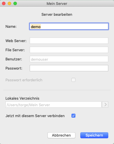 Mein Server Login